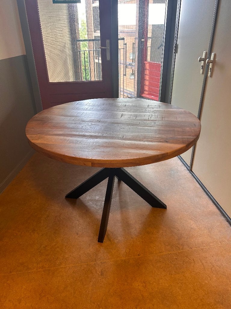 Ronde Eettafel van Mangohout, Huis en Inrichting, Tafels | Eettafels, Ophalen, 50 tot 100 cm, 100 tot 150 cm, Rond