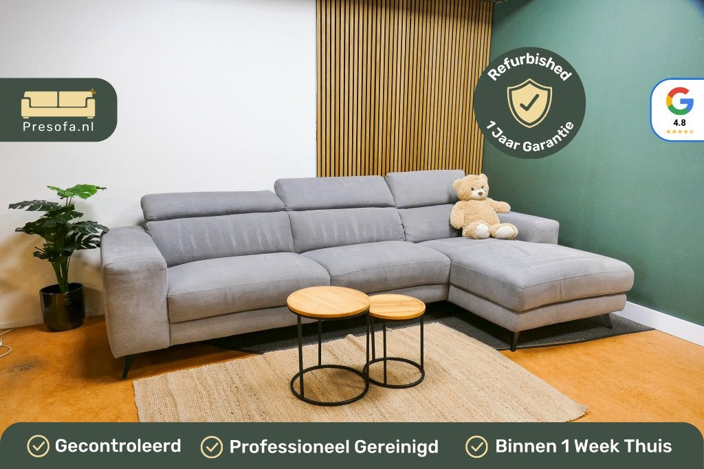 Brede Bank Met Chaise Longue Grijs [Refurbished], -, -, Hoekbank, 300 cm of meer