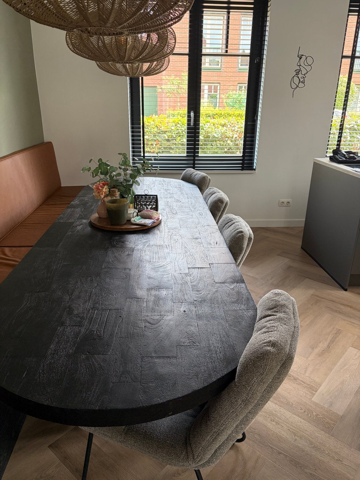 Lange eettafel met 4 stoelen, Ophalen, Gebruikt, 200 cm of meer, Vier personen