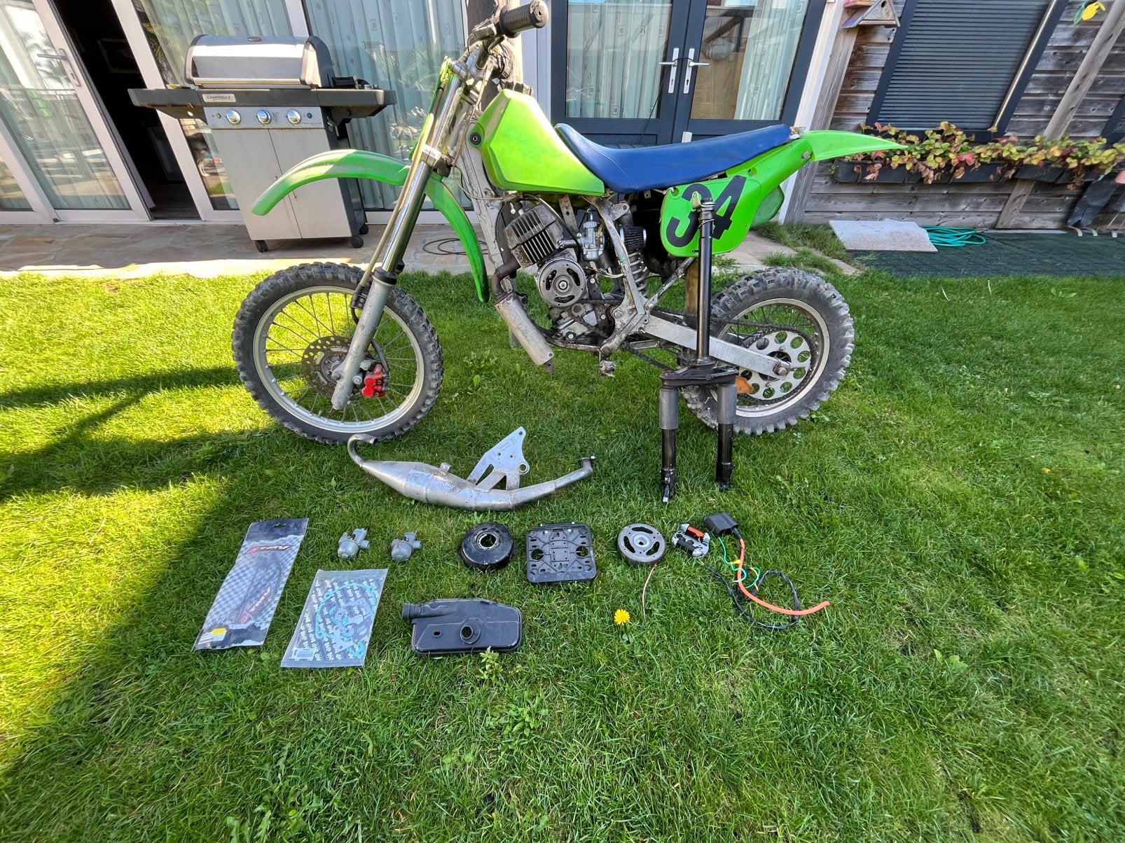 Kawasaki KX65 frame met 70cc puch maxi, Ophalen, Gebruikt, 70 cc, Overige merken