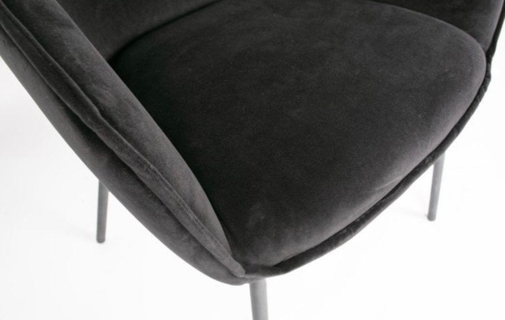 6 zwarte velvet stoelen, Huis en Inrichting, Stoelen, Ophalen, Zwart, Zo goed als nieuw, Stof