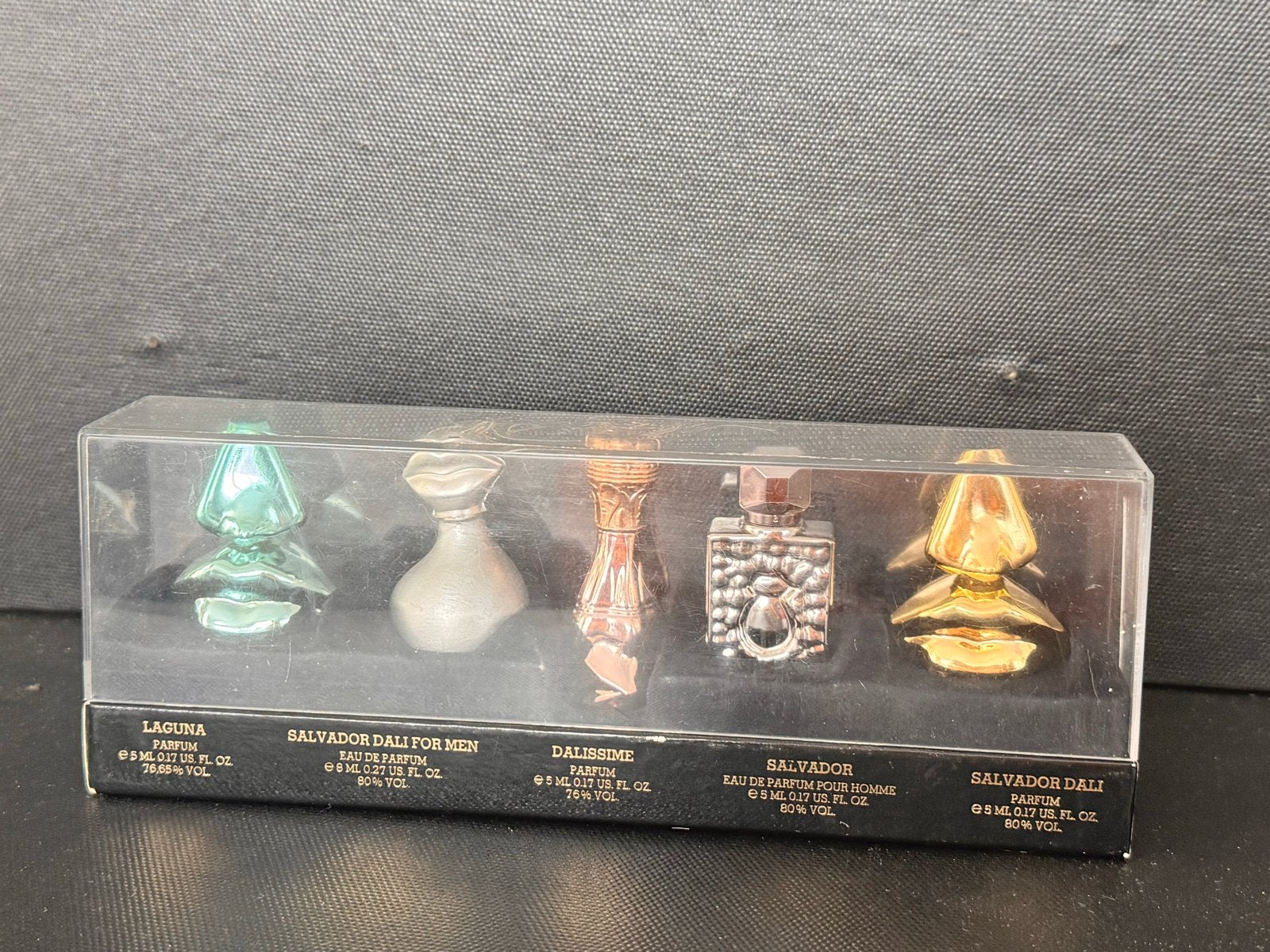 Salvador Dalí Metal Collection Miniatuur Parfum Set, Ophalen of Verzenden, Zo goed als nieuw