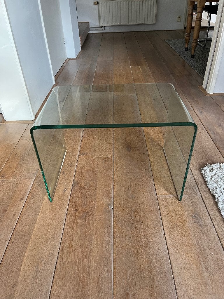 glazen design bijzettafel, Rechthoekig, Ophalen, 45 tot 60 cm, Modern design