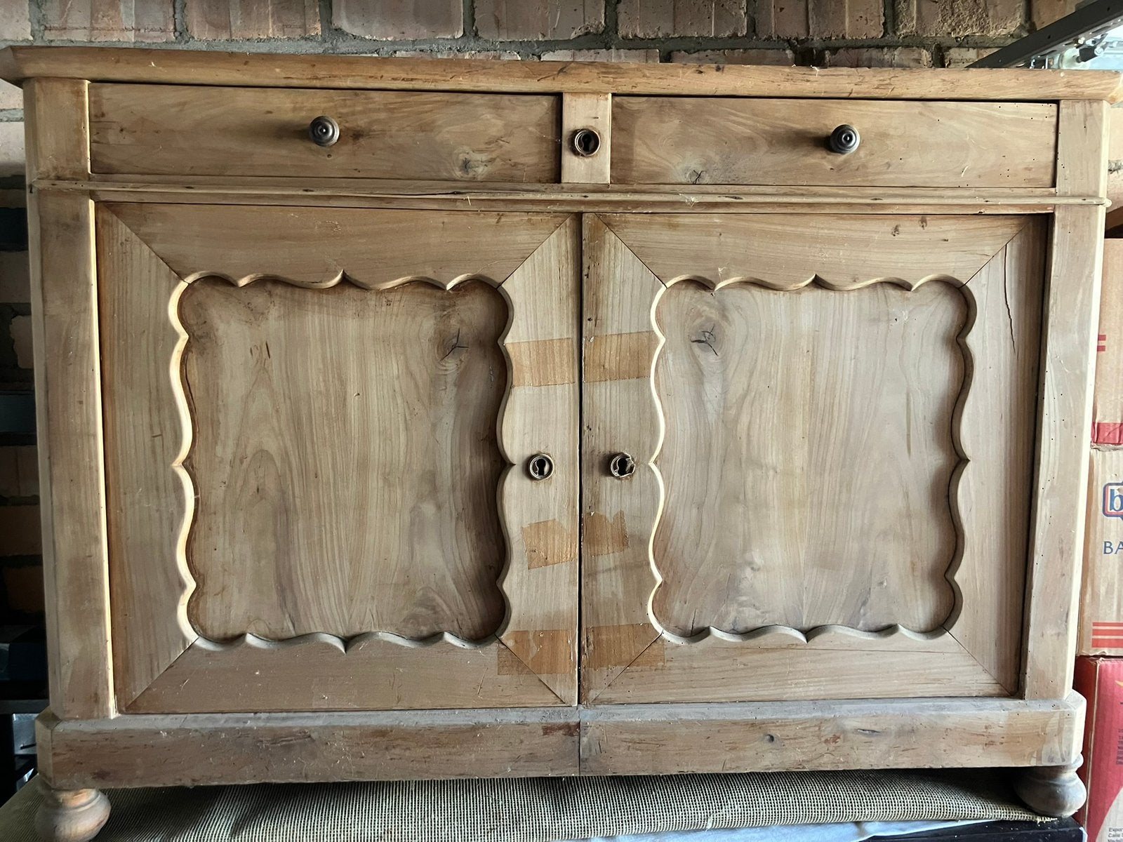 Antiek kastje commode meidenkast mooie deurtjes kersenhout, Ophalen