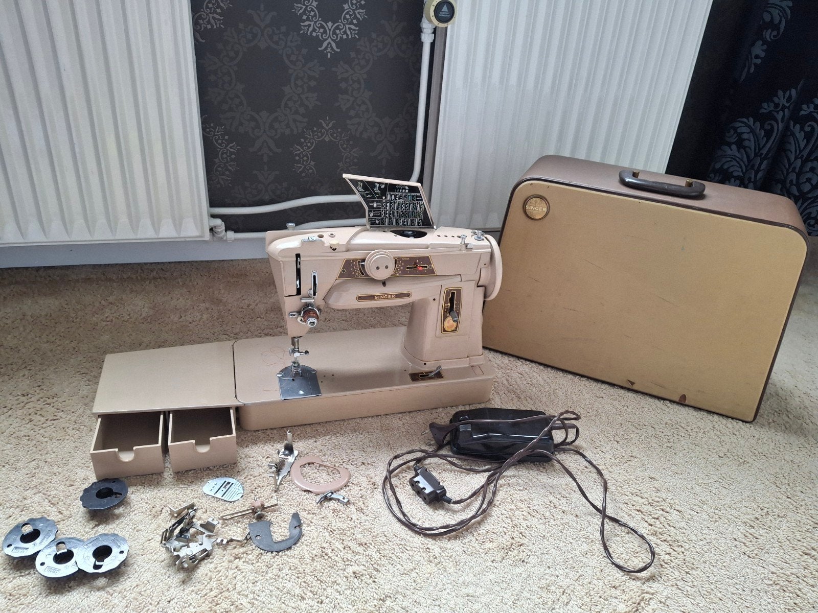 Singer 401G13 naaimachine – compleet, werkend, met koffer, Hobby en Vrije tijd, Ophalen, Gebruikt, Naaimachine, Singer