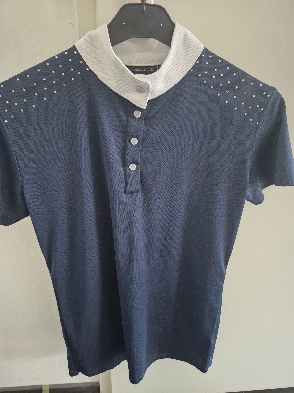 Mondoni Wedstrijdshirt Donkerblauw Maat L, Dieren en Toebehoren, Paardrijkleding, Blauw, Gebruikt, L, Overige merken