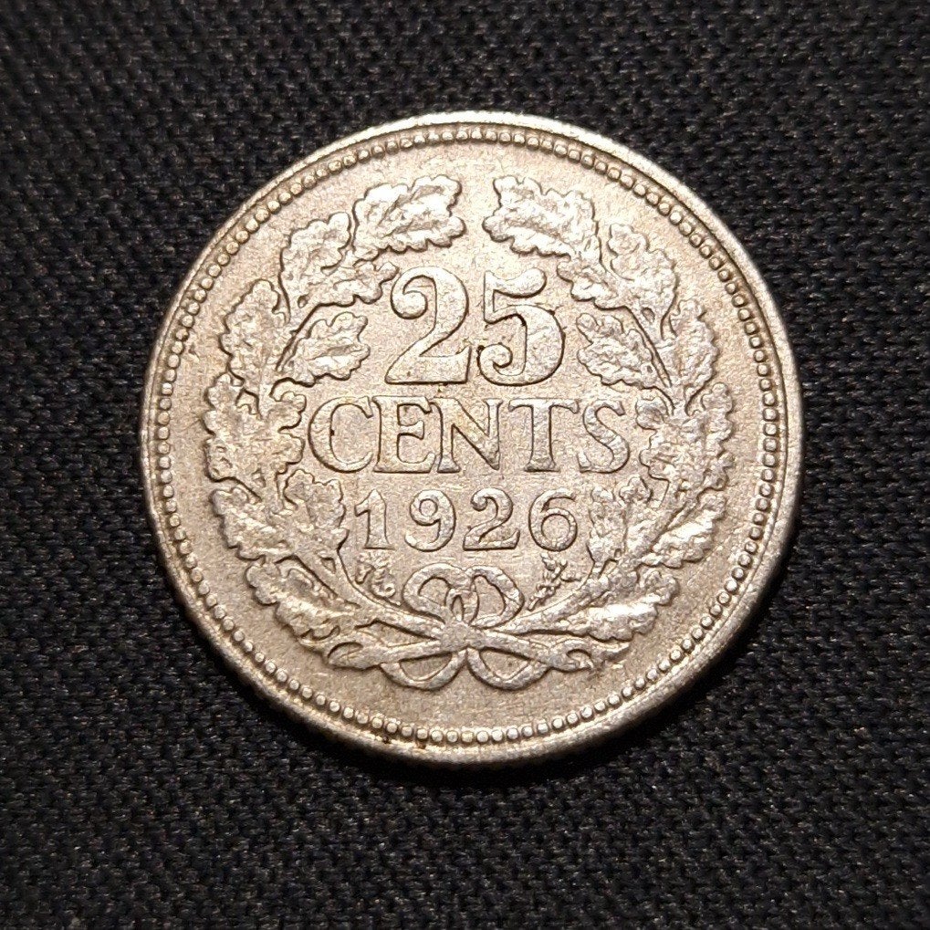 25 cent 1926, Postzegels en Munten, Munten | Nederland, Verzenden, Zilver, 25 cent, Koningin Wilhelmina