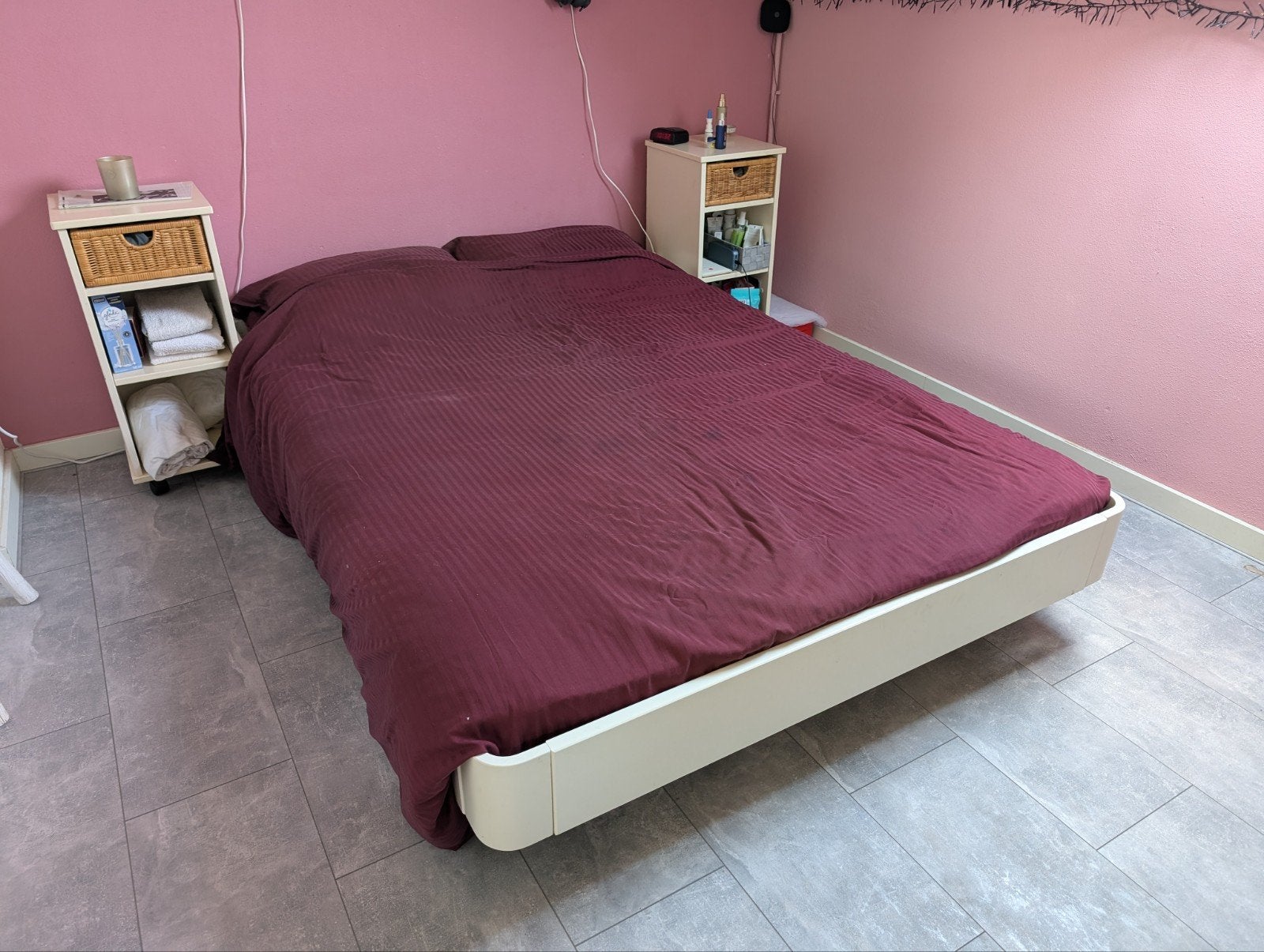 Te koop: wit vintage Auping bed, tweepersoons, 140x200cm, Huis en Inrichting, Slaapkamer | Bedden, Ophalen, Gebruikt, Wit, Tweepersoons
