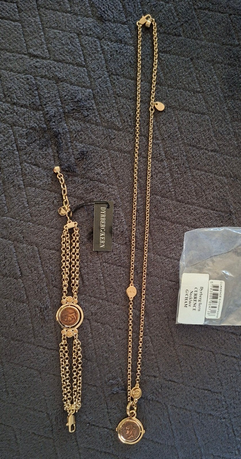 Dyrberg/Kern ketting + armband set - Champagnekleurig, Ophalen of Verzenden, Nieuw