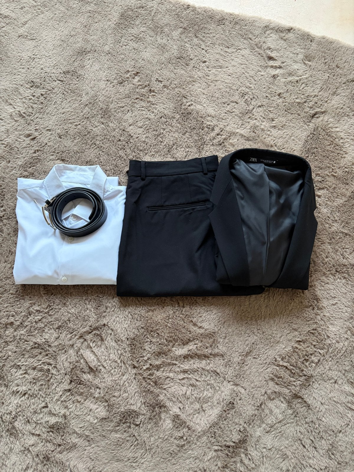 Zara Heren Pak: Jasje, Broek, Overhemd & Riem - Maat M/L, Ophalen of Verzenden, Zo goed als nieuw, Maat 48/50 (M), Zwart