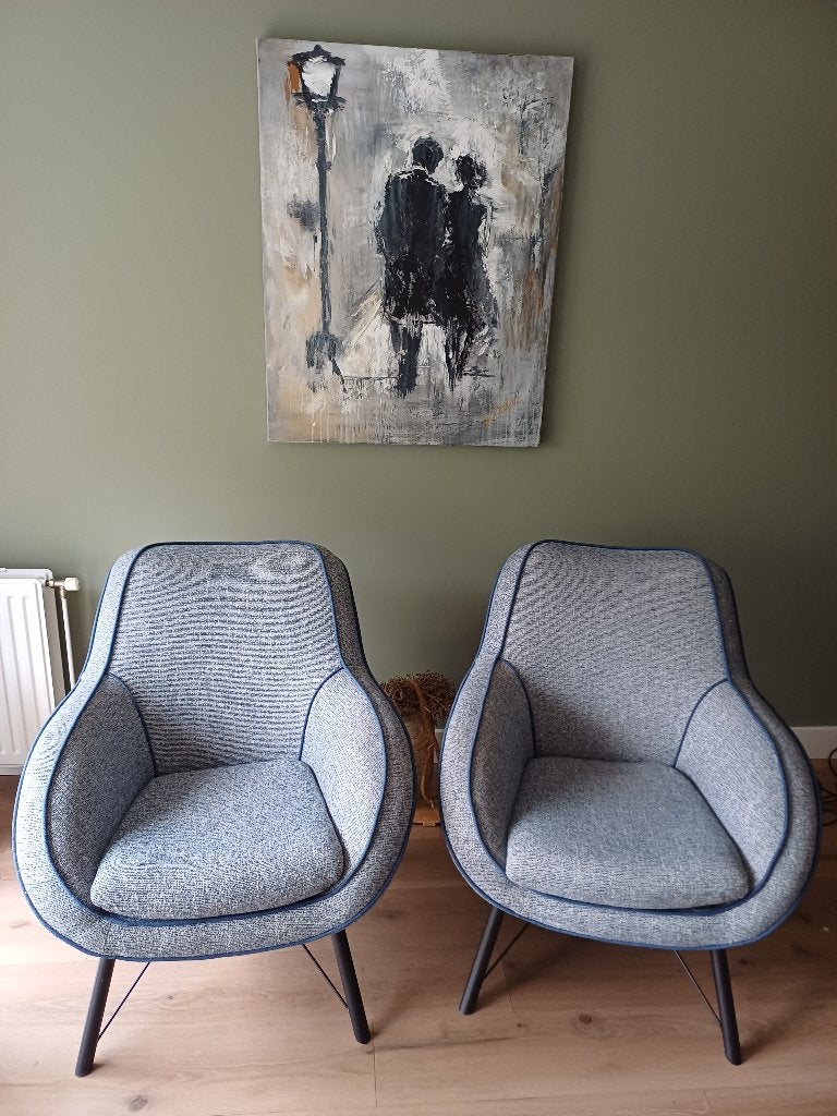 !MOET WEG!....SUPER 2 MOOIE BLAUWE FAUTEUILS!, Ophalen, Minder dan 75 cm, Zo goed als nieuw, 50 tot 75 cm