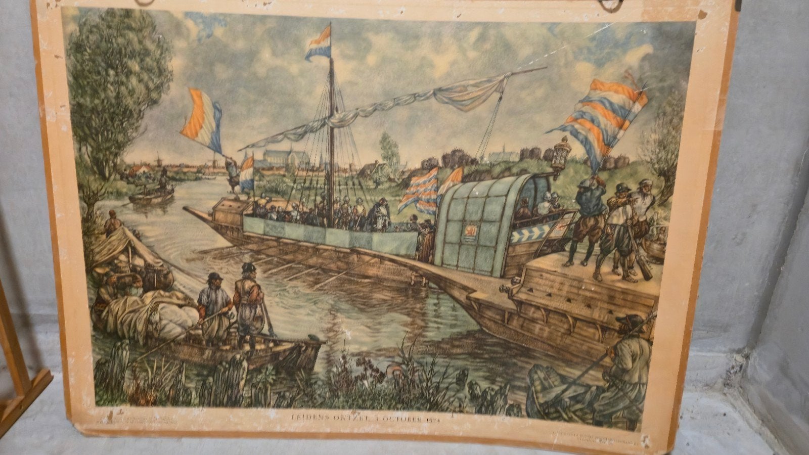 Historische prent: Leidens Ontzet, 3 oktober 1574, Ophalen of Verzenden, Geschiedenis