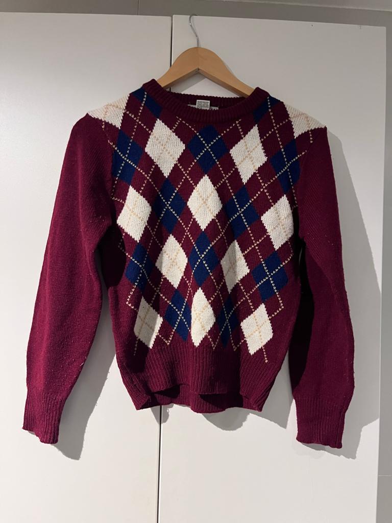 Bordeaux geruite trui - Maat M, Ophalen of Verzenden, Gedragen, Maat 38/40 (M), Rood