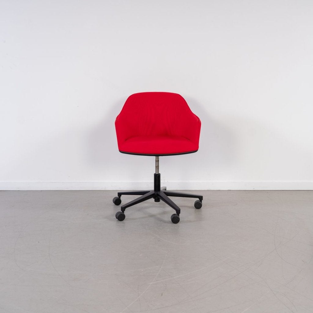 Vitra Softshell Bureaustoel Rood Leer - Zwart, Niet ingevuld, Zo goed als nieuw, Niet ingevuld, Niet ingevuld