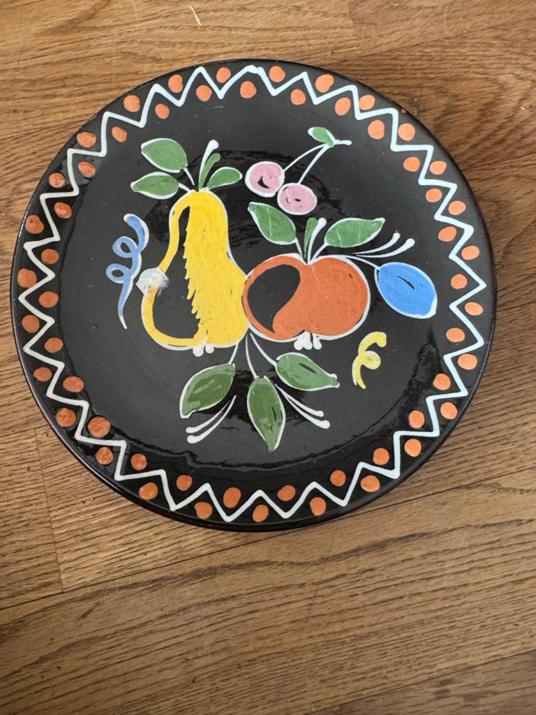 Vintage Hongaars Volkskunst Bord - Handgeschilderd Fruit, Ophalen of Verzenden