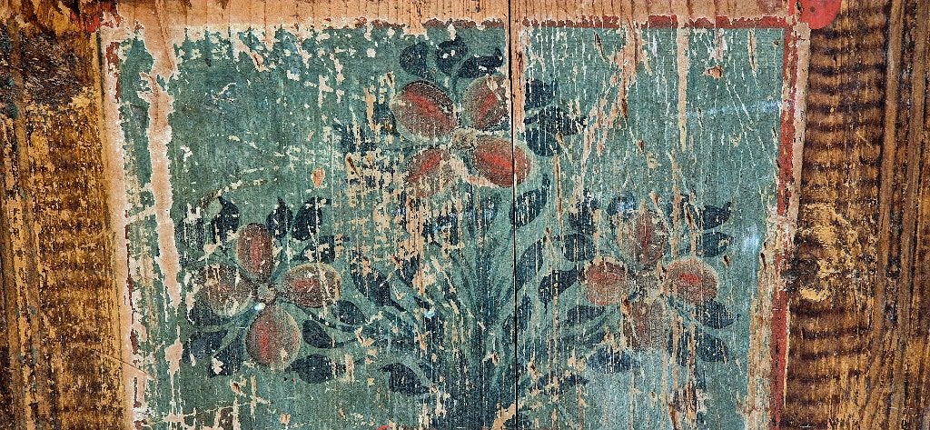 Foto 7 van Antiek beschilderde houten paneel, deur, 19e eeuw
