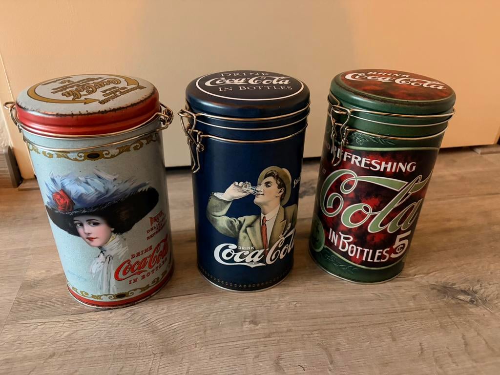 Coca Cola retro blikken voorraadbussen, Ophalen of Verzenden, Zo goed als nieuw, Beschuit, Overige merken