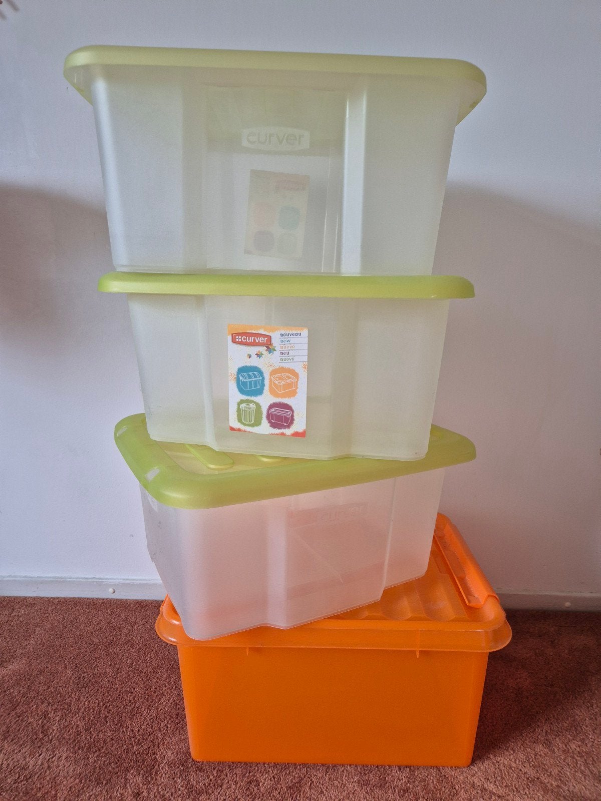 Curver Opbergboxen met deksels 4 stuks, Ophalen, Gebruikt, Kunststof, Minder dan 50 cm