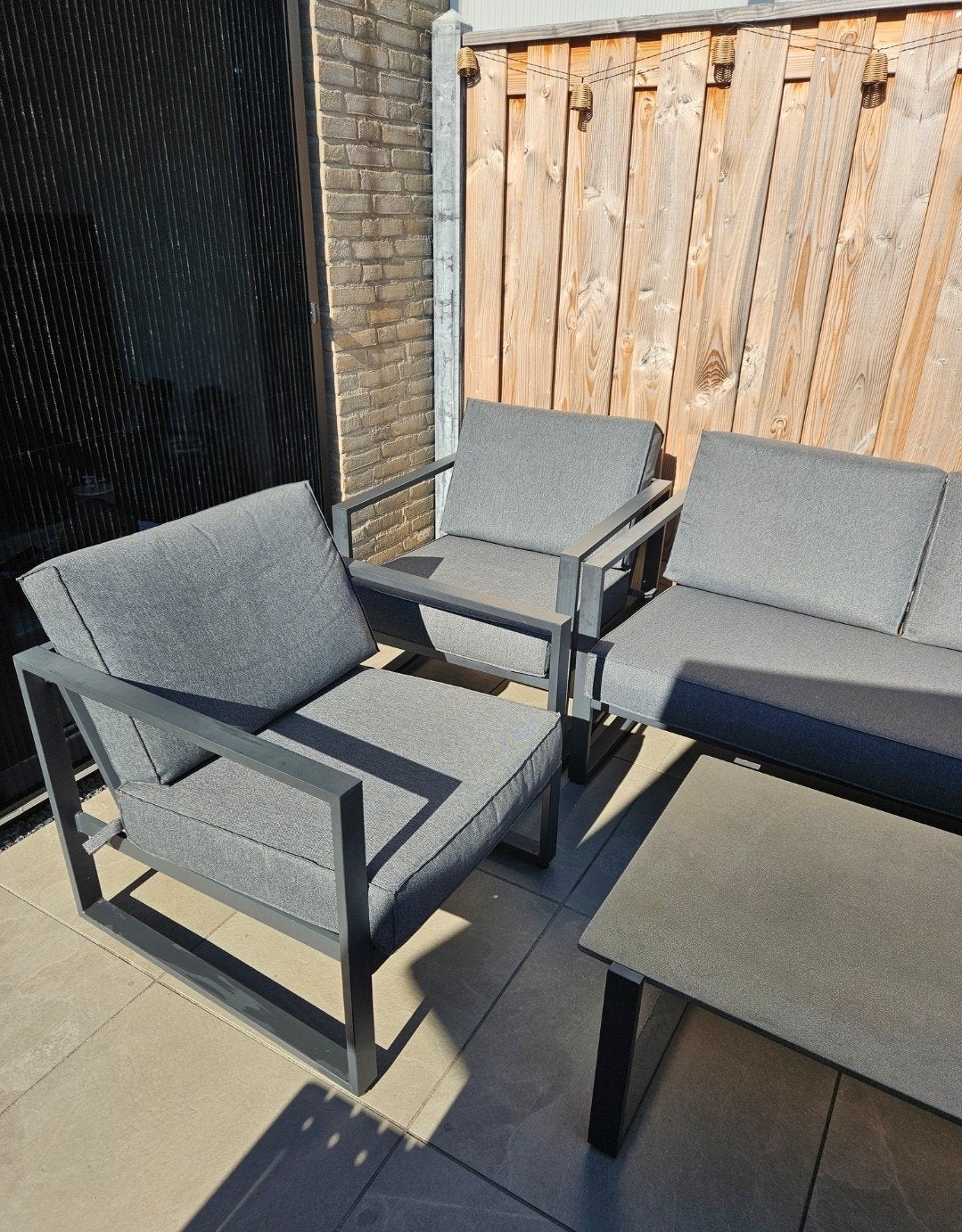 Moderne aluminium loungeset VONGE met 5 zitplaatsen, Ophalen, 5 zitplaatsen, Aluminium, Loungeset