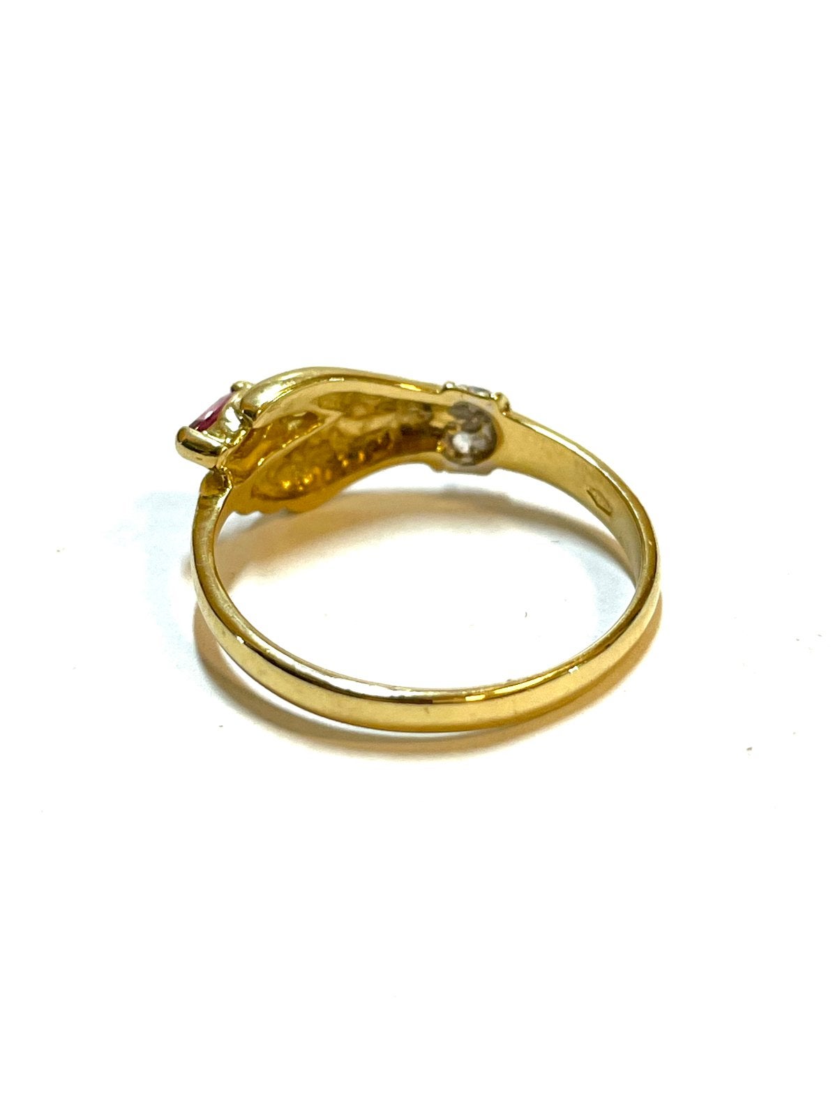 18k gouden ring met robijn en zirkonia, -, -, Ophalen of Verzenden, Zo goed als nieuw