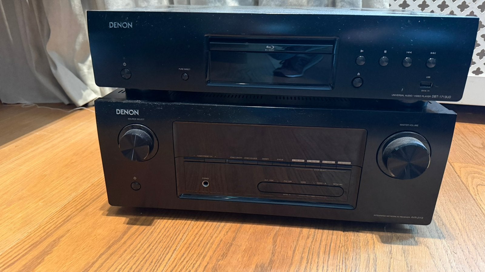 Denon receiver avr-2113 en dvd player dbt-1713UD, Ophalen, Gebruikt, 120 watt of meer, Denon