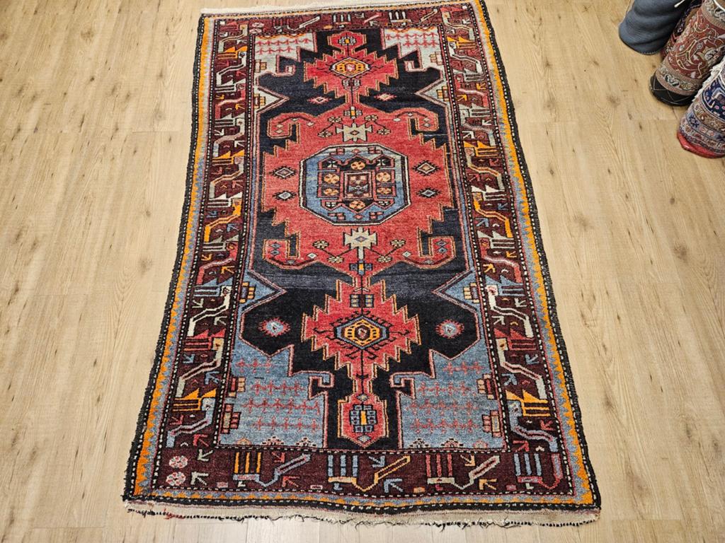 Vintage handgeknoopt perzisch tapijt hamadan 206x128, Info@SlatsAntiek.nl, Tweedehands, 100 tot 150 cm, Perzisch