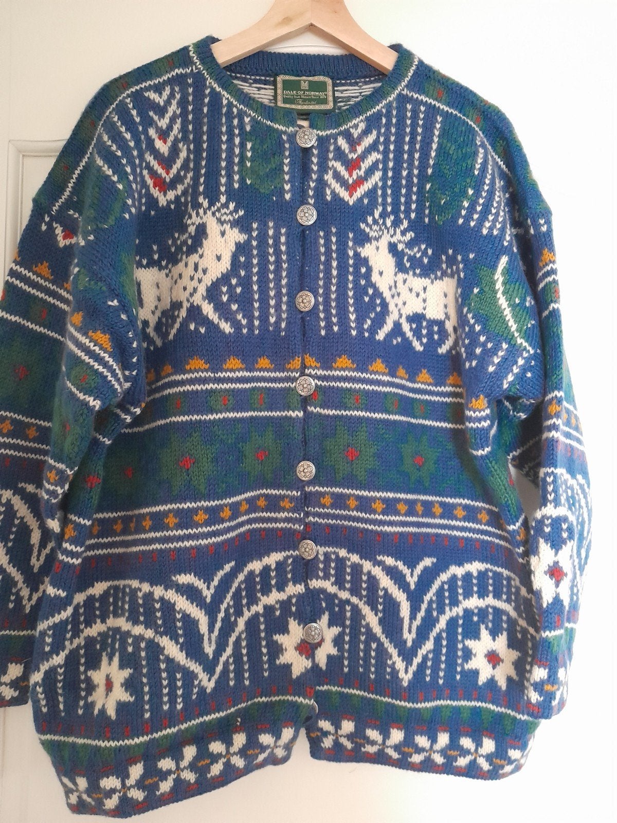 Dale of Norway Handgebreid wollen vest met Noors patroon, Dale of Norway, Blauw, Maat 42/44 (L), Nieuw