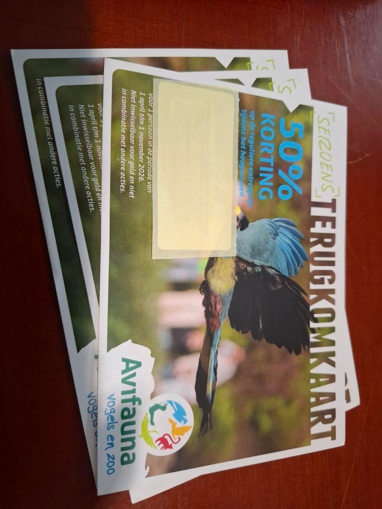 Avifauna entree 3x met 50% korting., Ophalen of Verzenden, Zegels, Bonnen of Punten