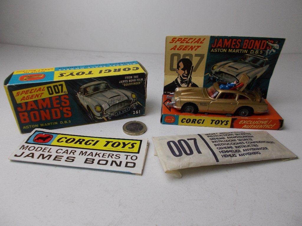 1965 Corgi Toys 261.JAMES BOND ASTON MARTIN DB5+DOOSJES! -H-, Hobby en Vrije tijd, Ophalen of Verzenden, Zo goed als nieuw, Auto
