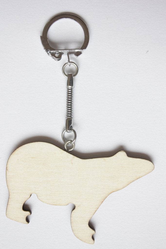 Sleutelhanger hout triplex beer 6,7 x 4,5 cm, dikte 3 mm, ., Dieren, Nieuw, .
