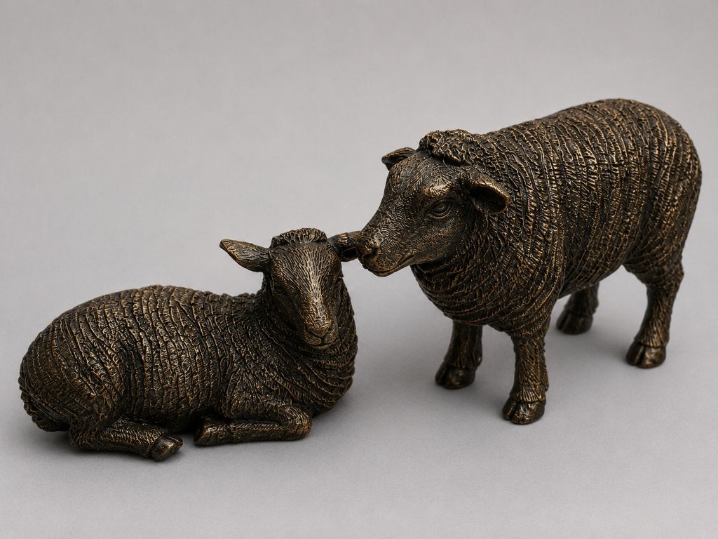 SCHAAP / 2 MODELLEN / BRONZEN BEELDEN
