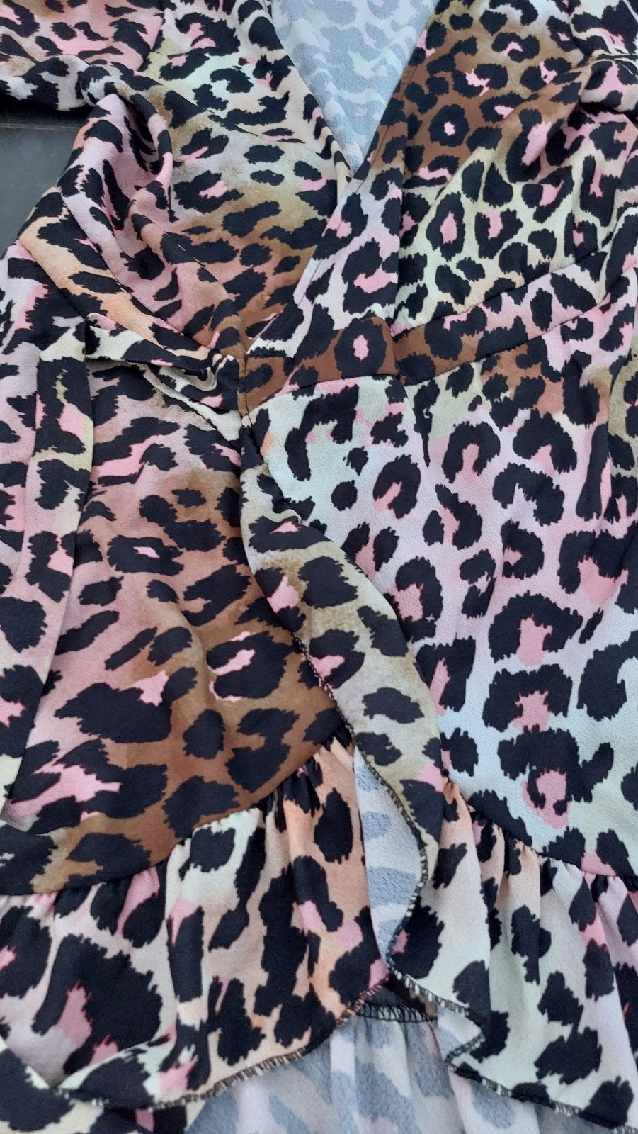 Te koop panter omslagjurk mt s/m, Maat 38/40 (M), Bruin, Ophalen of Verzenden, Zo goed als nieuw