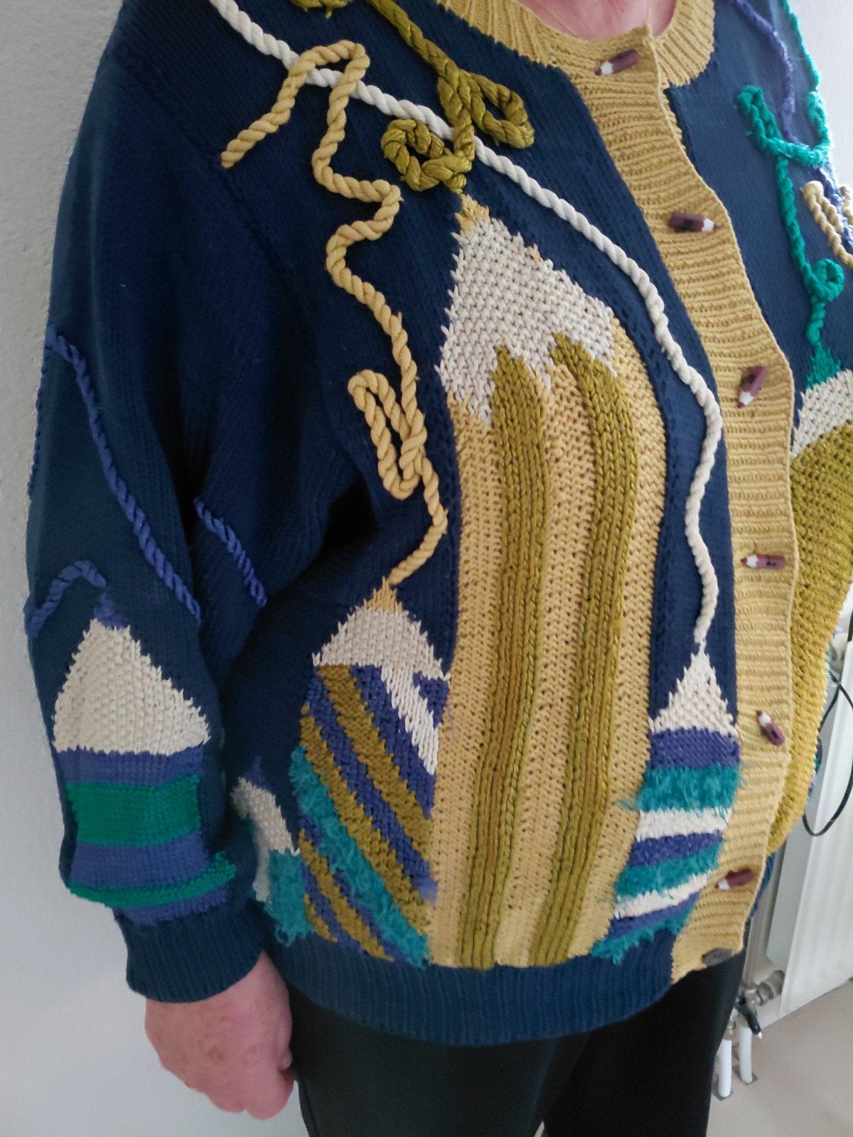Prachtig handgebreid vest, maat 44, Ophalen of Verzenden, Gedragen, Maat 42/44 (L), Meerkleurig