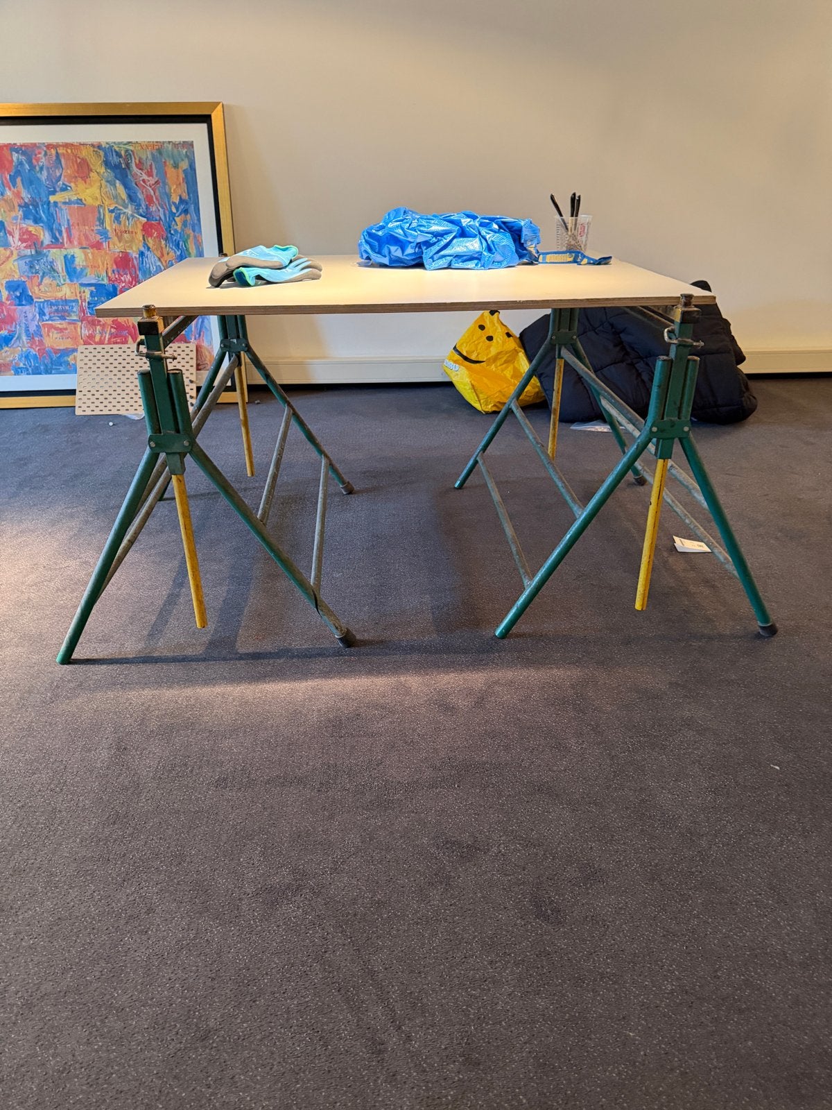 ️ Set stevige verstelbare metalen schragen / bokken, Ophalen, Gebruikt, Inklapbaar