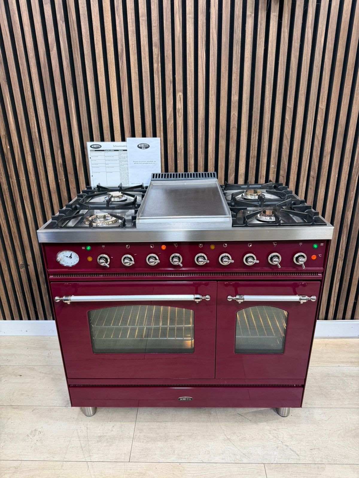 Prachtige bordeaux rood Boretti Fornuis (Gratis bezorgen), 5258sh, 60 cm of meer, Ophalen of Verzenden, Zo goed als nieuw
