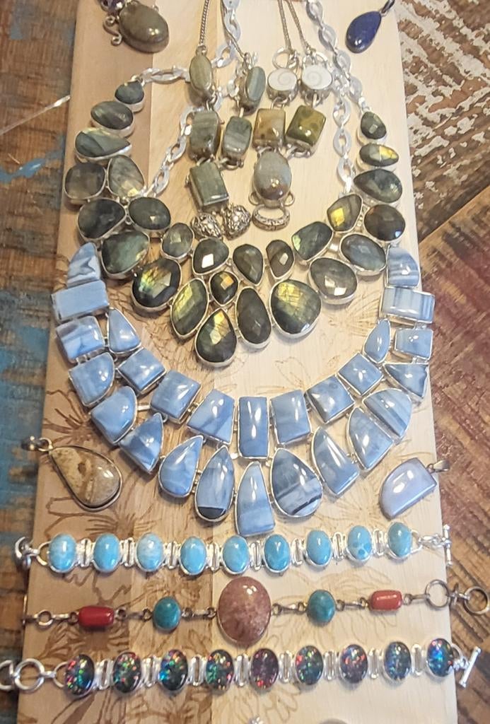 Partij verzilverde (edel)stenen sieraden, Ophalen of Verzenden, Nieuw, Zilver, Overige materialen