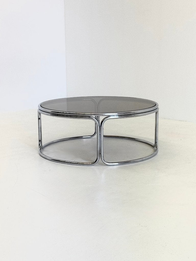 Space Age salontafel met rookglas en chroom, Huis en Inrichting, Tafels | Salontafels, Ophalen, -, -, Zo goed als nieuw
