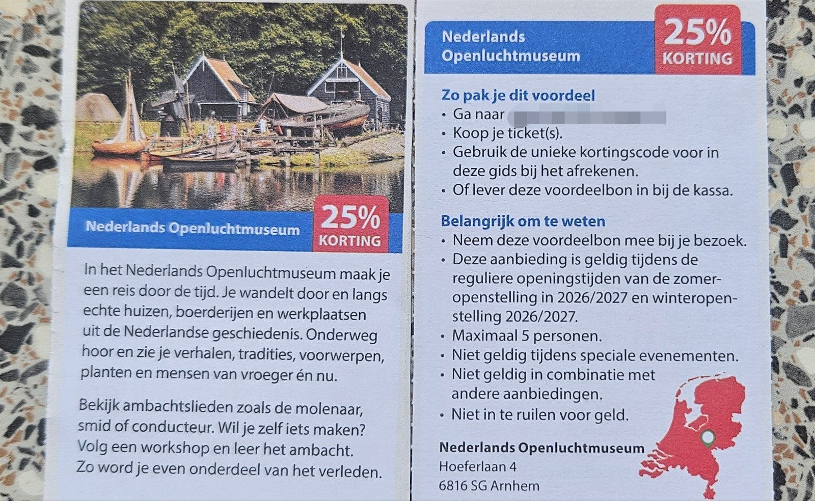 Nederlands Openluchtmuseum 25% korting voor max 5 personen.