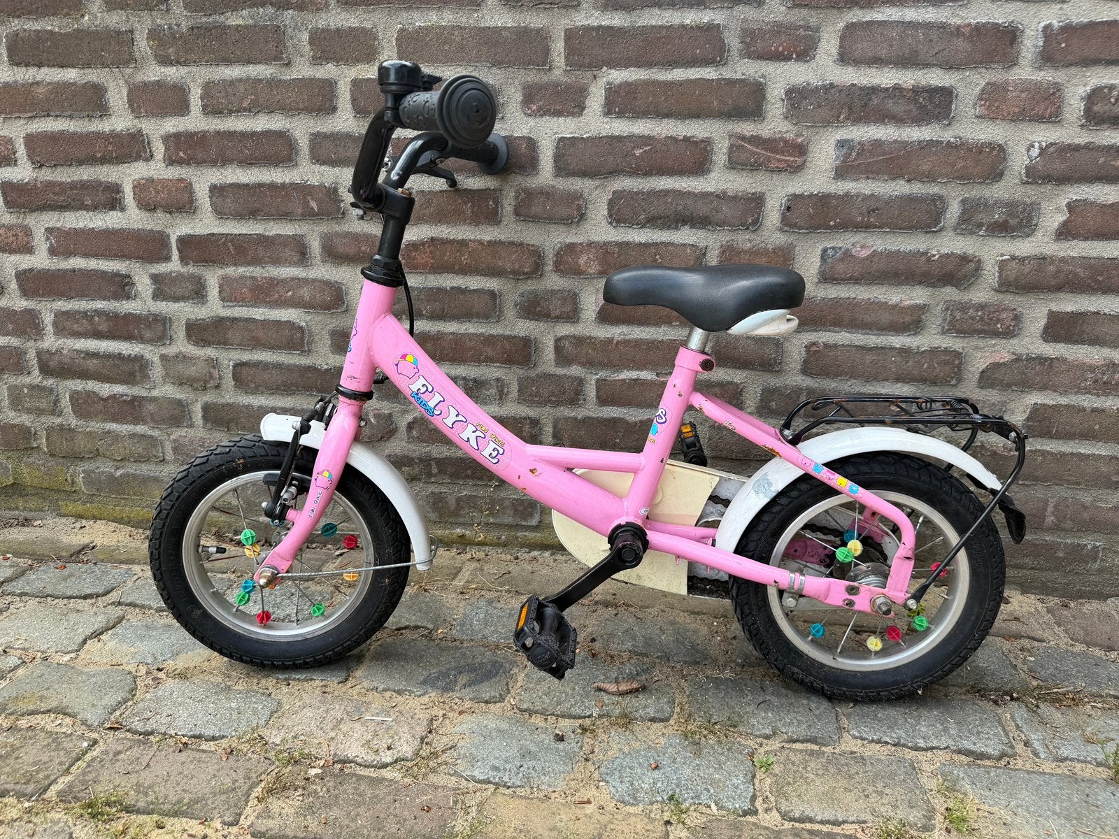 Kinderfietsje 12” Flyke roze meisjesfiets fiets fietsje, Ophalen, Gebruikt, Terugtraprem, Minder dan 16 inch