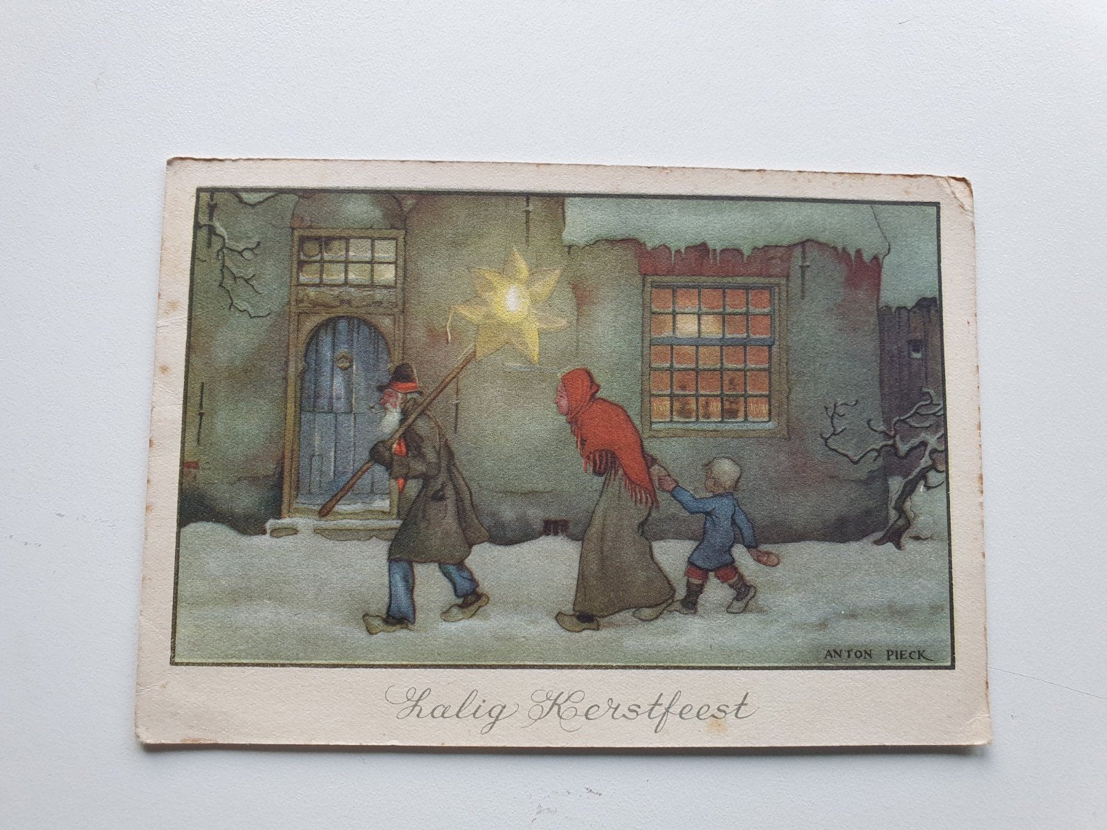 Anton Pieck Kerstkaart - Gelopen - 1950 Voor het kind, Ophalen of Verzenden, 1940 tot 1960, Gelopen, Feest(dag)