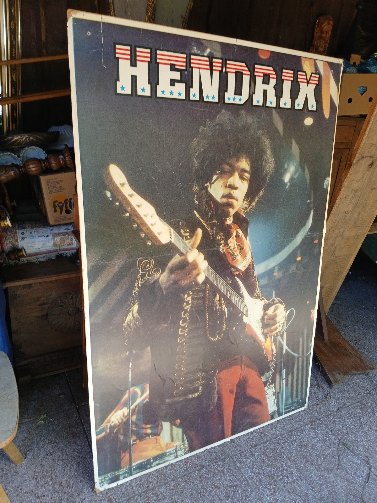 Vintage Jimi Hendrix Poster - Groot Formaat 156cm., Ophalen, Deurposter of groter, Muziek, Rechthoekig Staand