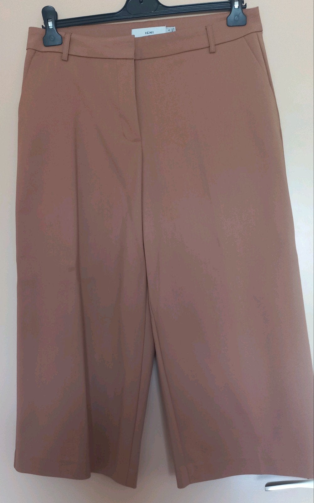 ICHI Cropped Wide Leg Pantalon – Bruin/Taupe – Maat 42, Bruin, Maat 42/44 (L), Ophalen of Verzenden, Zo goed als nieuw