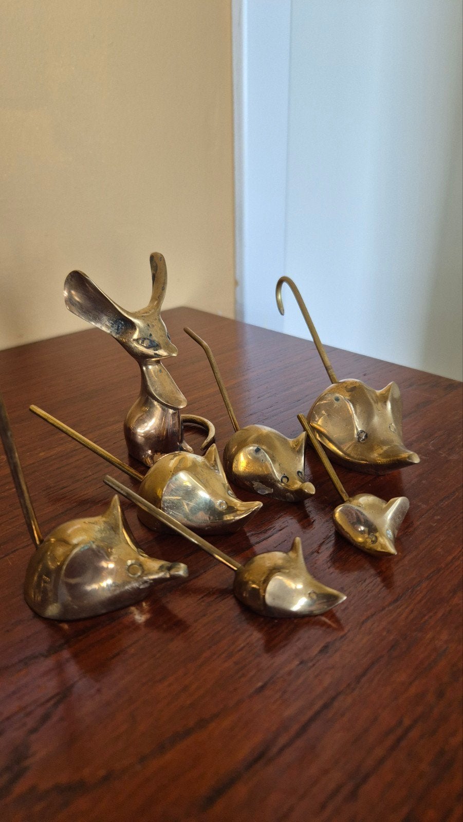 Vintage messing muisjes  7 stuks Caravelli, Antiek en Kunst, Ophalen of Verzenden, Koper