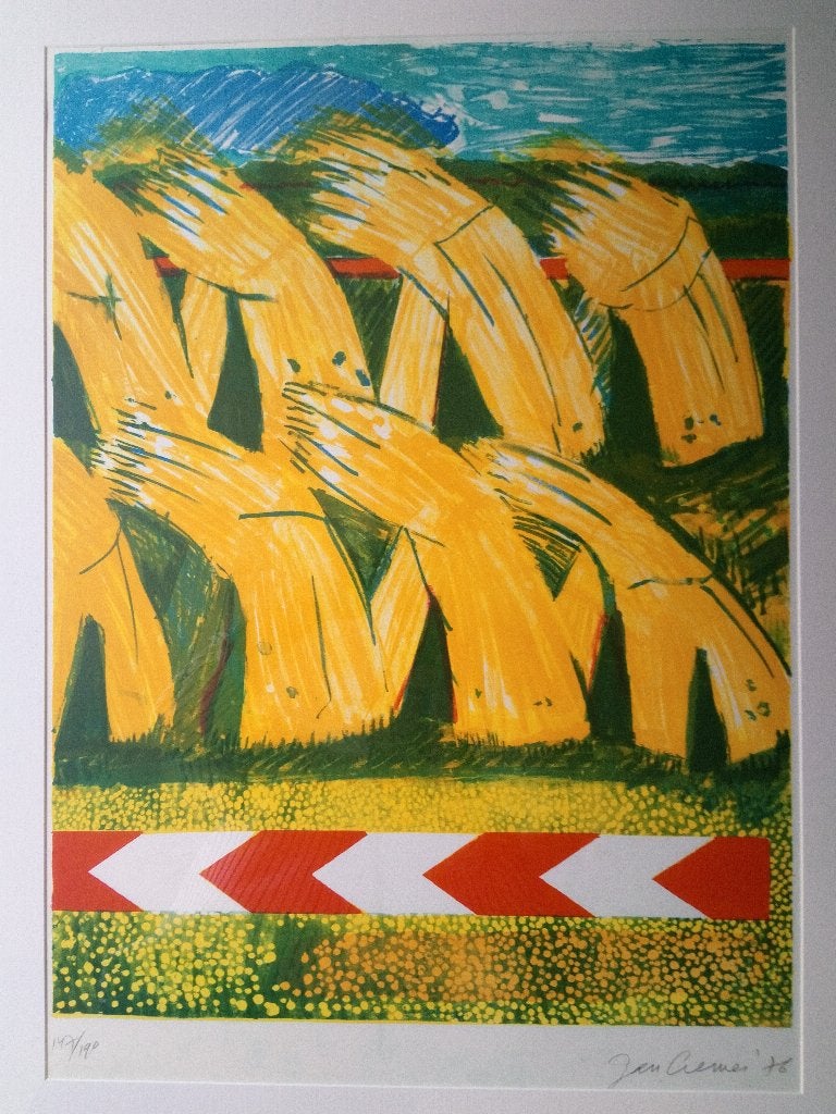 Jan Cremer prachtige zeefdruk, lijst met pp, zo aan de muur, Zeefdruk, Gelimiteerde oplage, Abstract, Ophalen