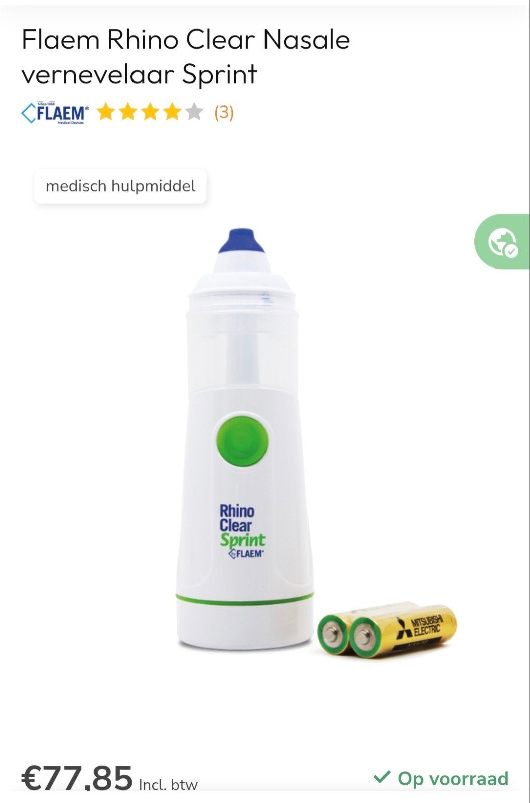 Vernevelaar via neus, Ophalen of Verzenden, Gebruikt, Overige typen
