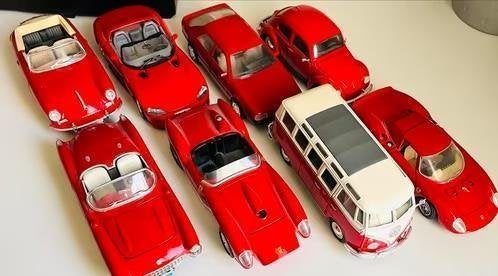 10 rode model auto’s schaal 1:24, Ophalen of Verzenden, Zo goed als nieuw, Auto, Overige merken