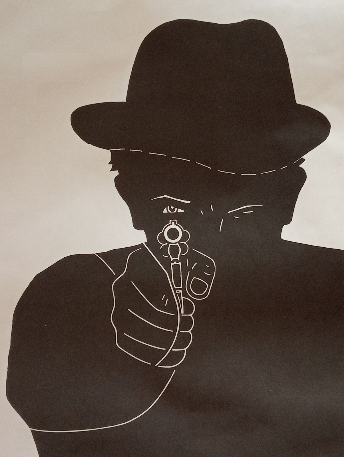 Schietbaan silhouet poster 120 x 65 cm., Ophalen of Verzenden, Gebruikt, A1 t/m A3, Film en Tv