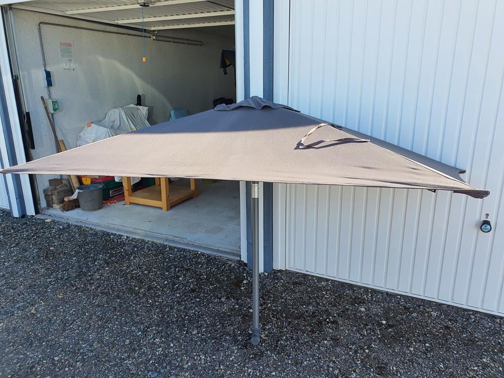 Platinum balkonparasol rechthoekig incl. balkonbevestiging, Tuin en Terras, Parasols, Ophalen, Zo goed als nieuw, 1 tot 2 meter