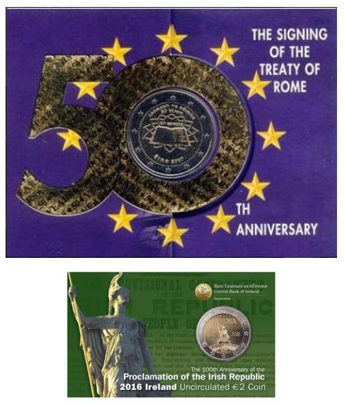 2 Verschillende 2 Euro Ierland Coincards 2007 & 2016, Ophalen of Verzenden, Ierland, 2 euro