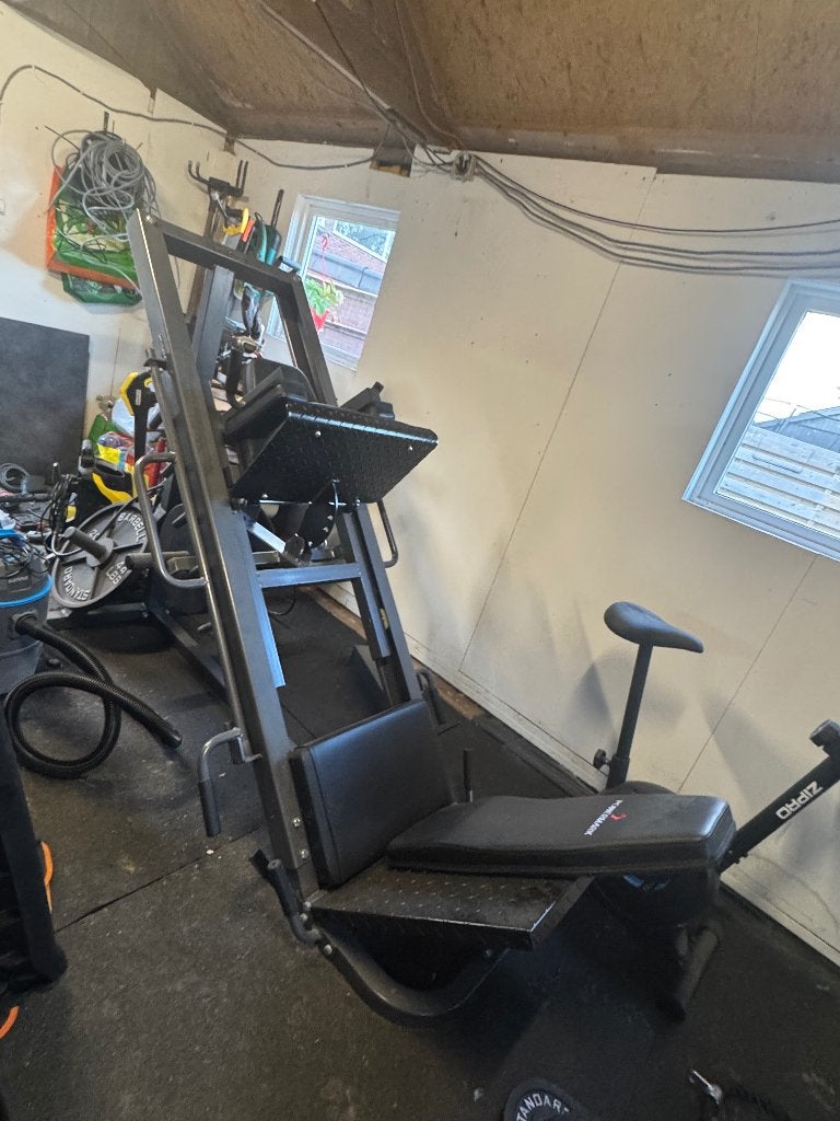 Powermark 800LPHS leg press/ hack squat, Ophalen, Krachtstation, Zo goed als nieuw, Metaal